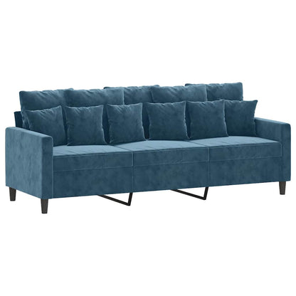 Divano a 3 Posti Blu 180 cm in Velluto