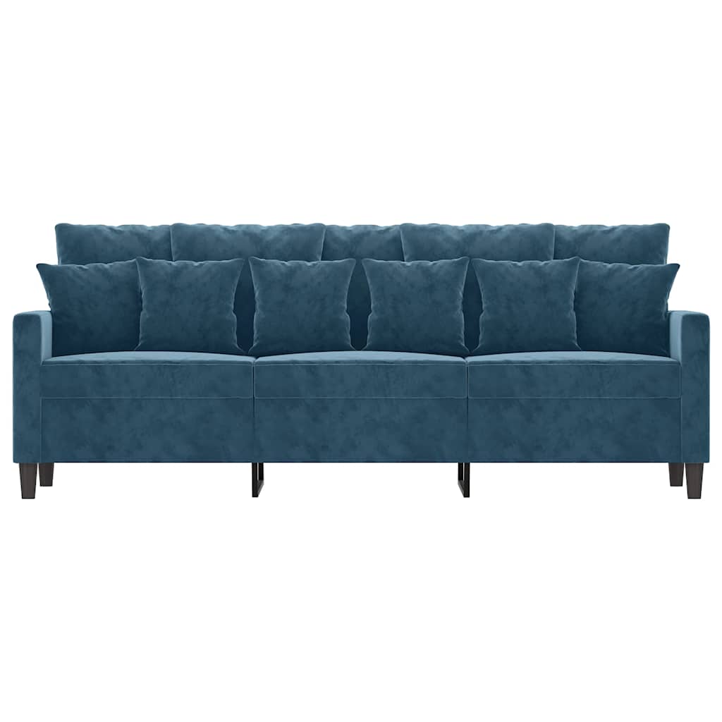 Divano a 3 Posti Blu 180 cm in Velluto