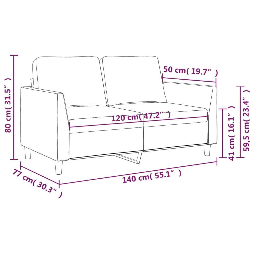 Divano a 2 Posti Grigio 120 cm in Similpelle