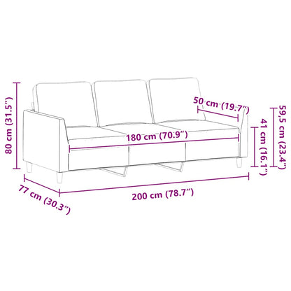 Divano a 3 Posti Nero 180 cm in Similpelle | homemem39