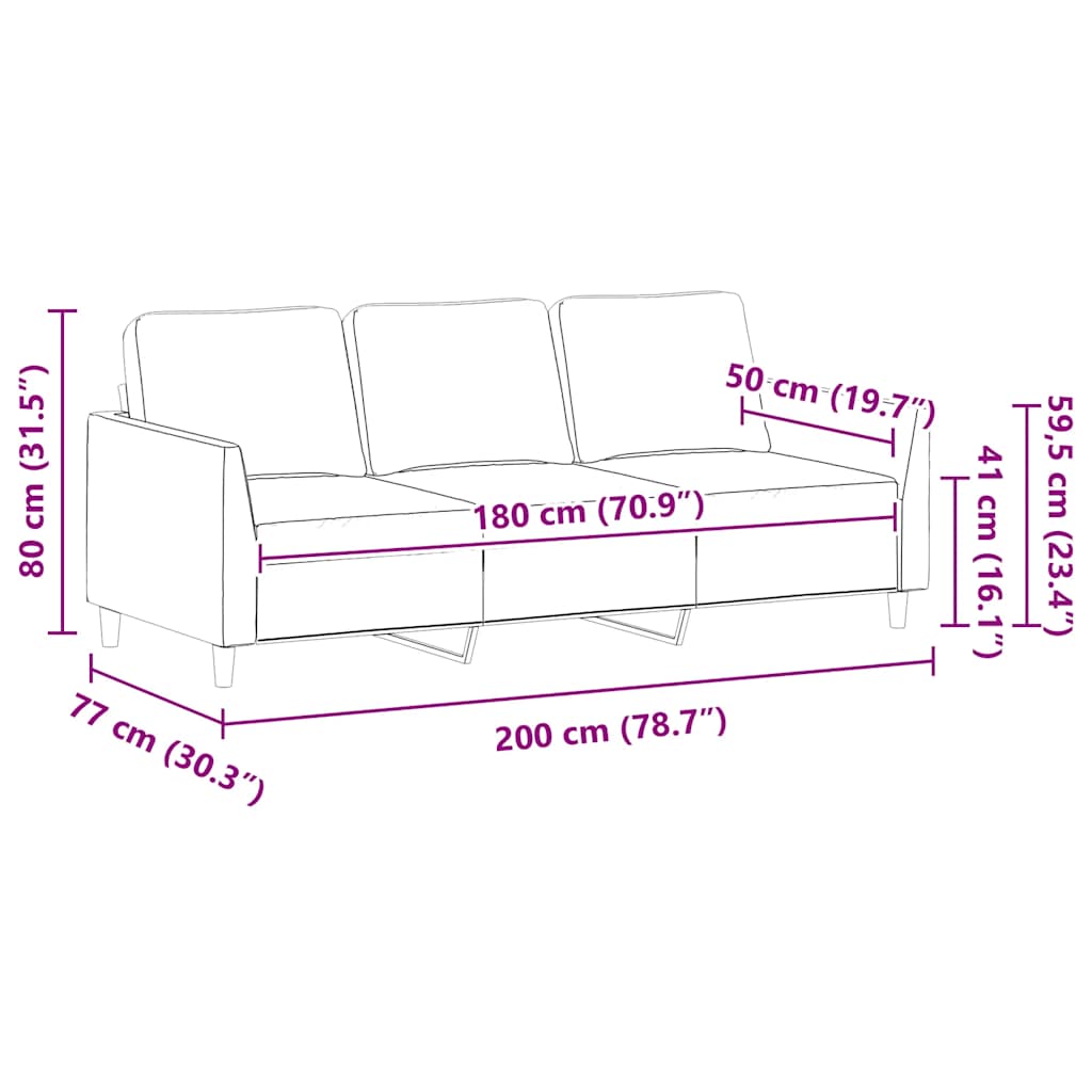 Divano a 3 Posti Crema 180 cm in Similpelle | homemem39