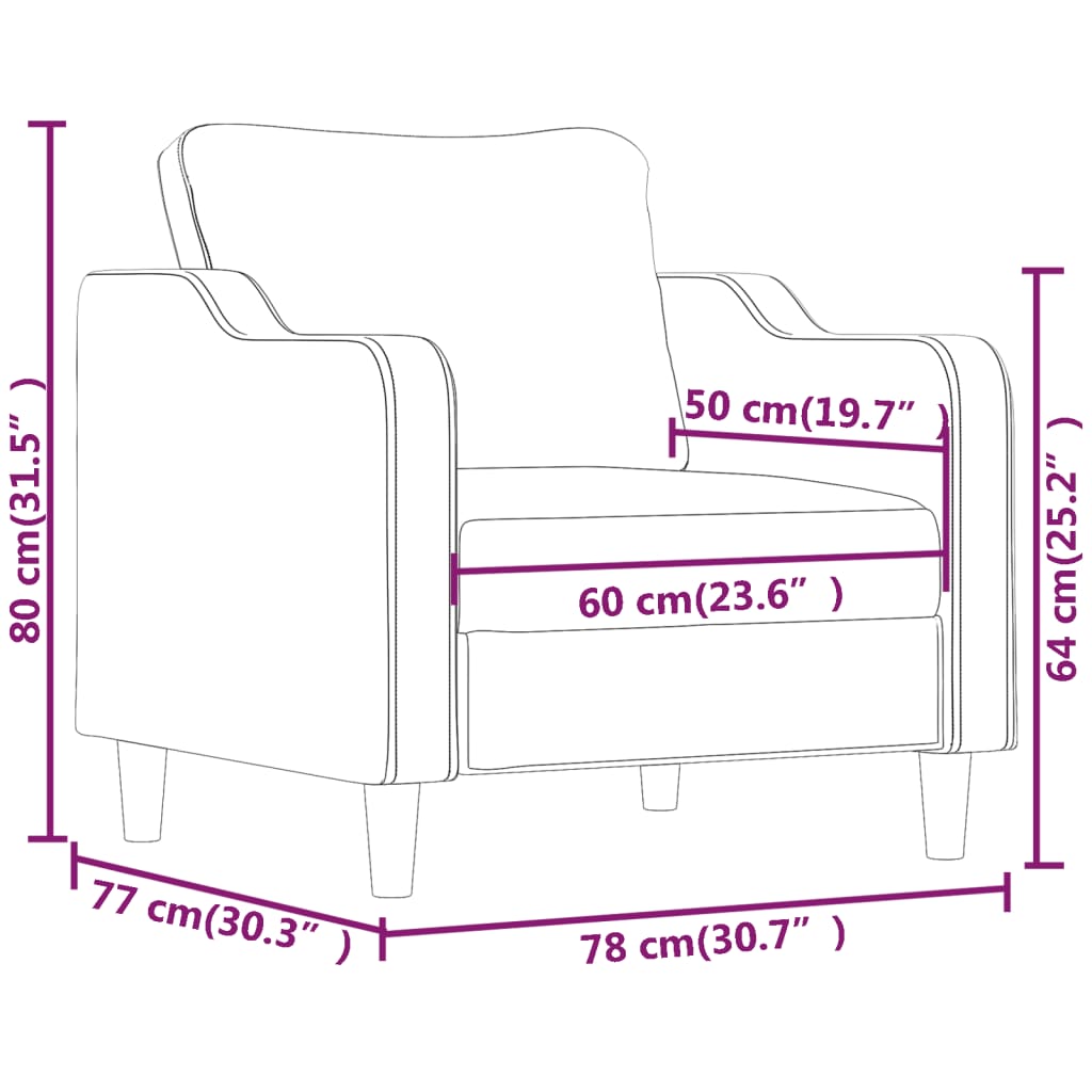 Poltrona Marrone 60 cm in Tessuto | homemem39