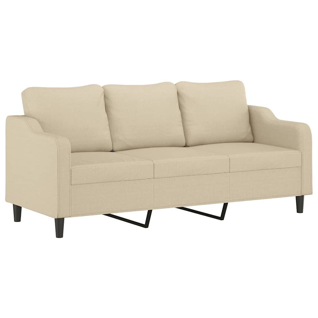 Divano a 3 Posti Crema 180 cm in Tessuto | homemem39