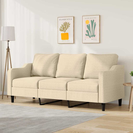 Divano a 3 Posti Crema 180 cm in Tessuto | homemem39