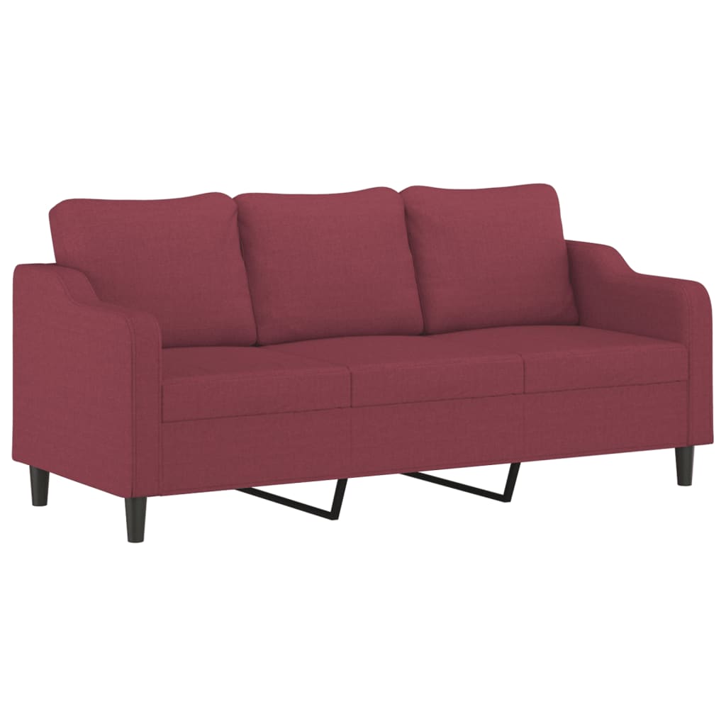 Divano a 3 Posti Rosso Vino 180 cm in Tessuto | homemem39