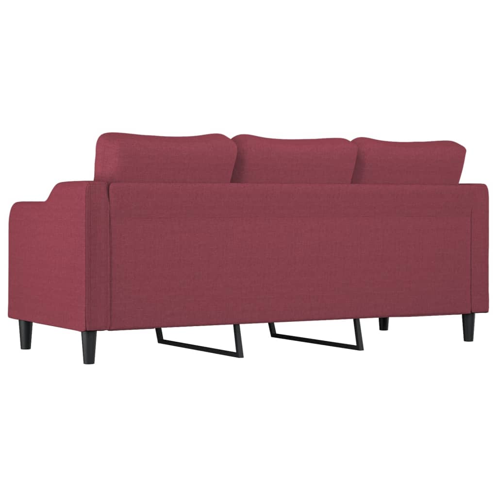 Divano a 3 Posti Rosso Vino 180 cm in Tessuto | homemem39