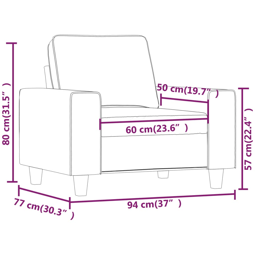 Poltrona Nera 60 cm in Tessuto