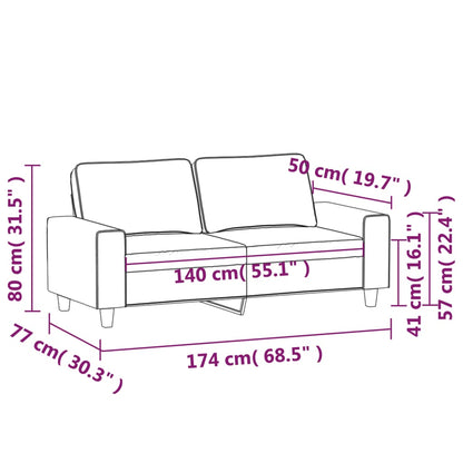 Divano a 2 Posti Grigio Scuro 140 cm in Tessuto
