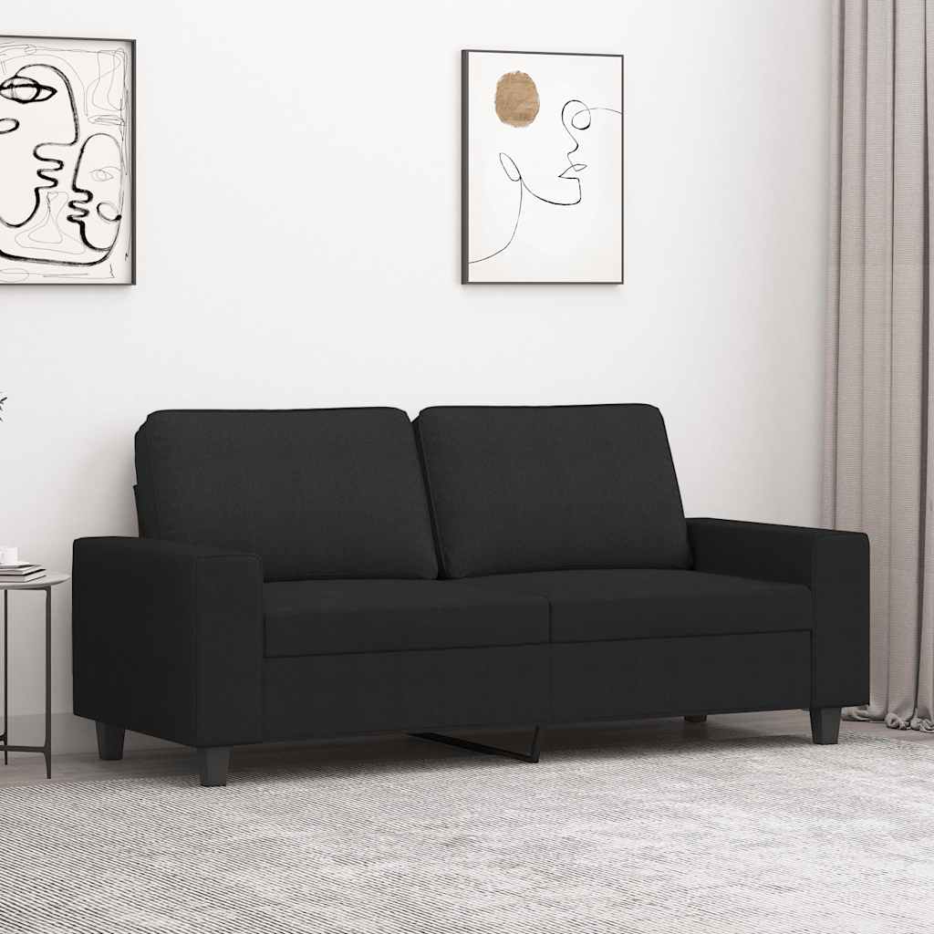 Divano a 2 Posti Nero 120 cm in Tessuto