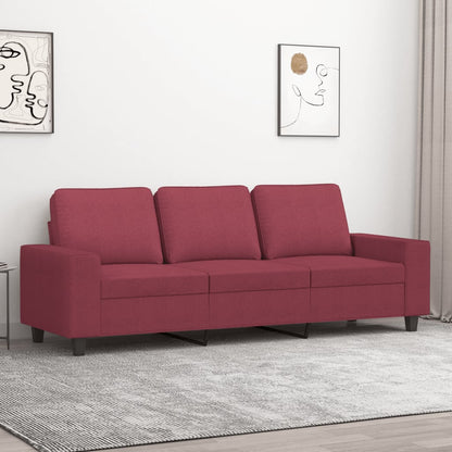 Divano a 3 Posti Rosso Vino 180 cm