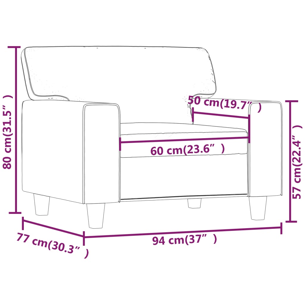 Poltrona Grigia 60 cm in Similpelle