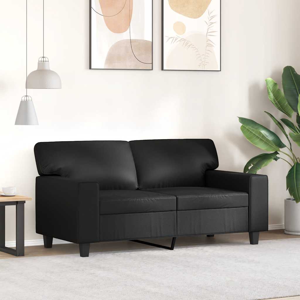 Divano a 2 Posti Nero 120 cm in Similpelle | homemem39
