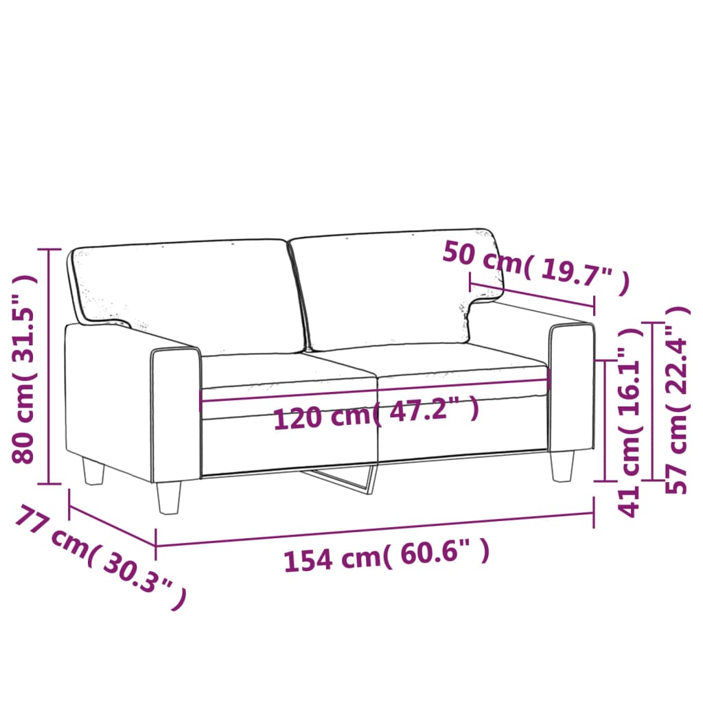 Cremefarbenes 2-Sitzer-Sofa 120 cm aus Kunstleder