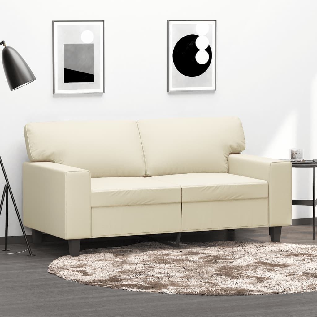 Cremefarbenes 2-Sitzer-Sofa 120 cm aus Kunstleder