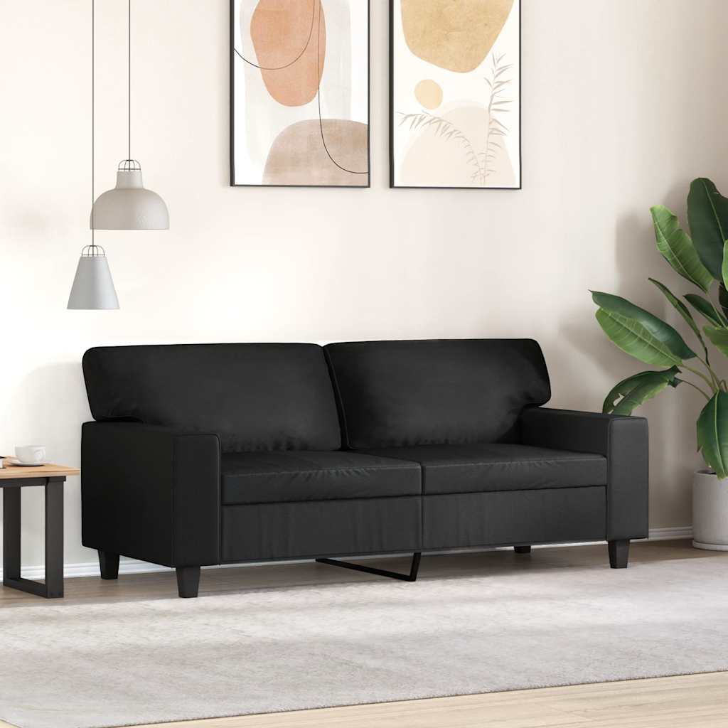 Divano a 2 Posti Nero 140 cm in Similpelle | homemem39