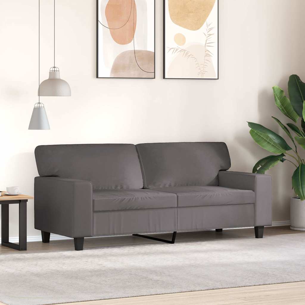 Divano a 2 Posti Grigio 140 cm in Similpelle | homemem39