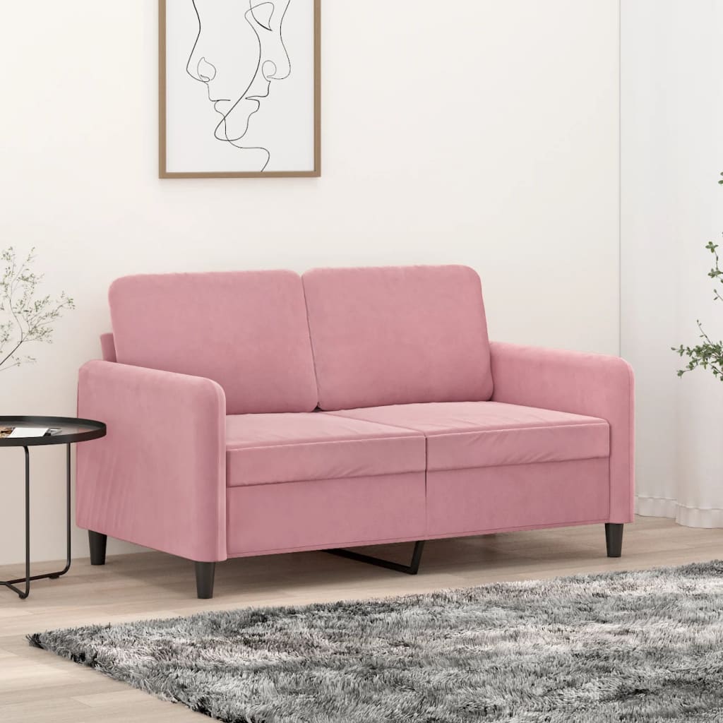 Divano a 2 Posti Rosa 120 cm in Velluto