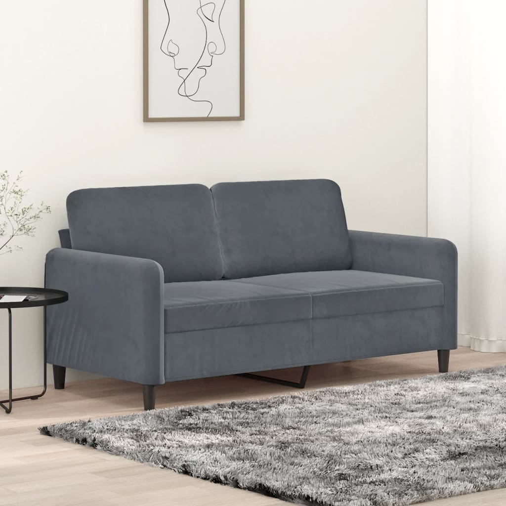 Divano a 2 Posti grigio scuro140 cm in Velluto - homemem39