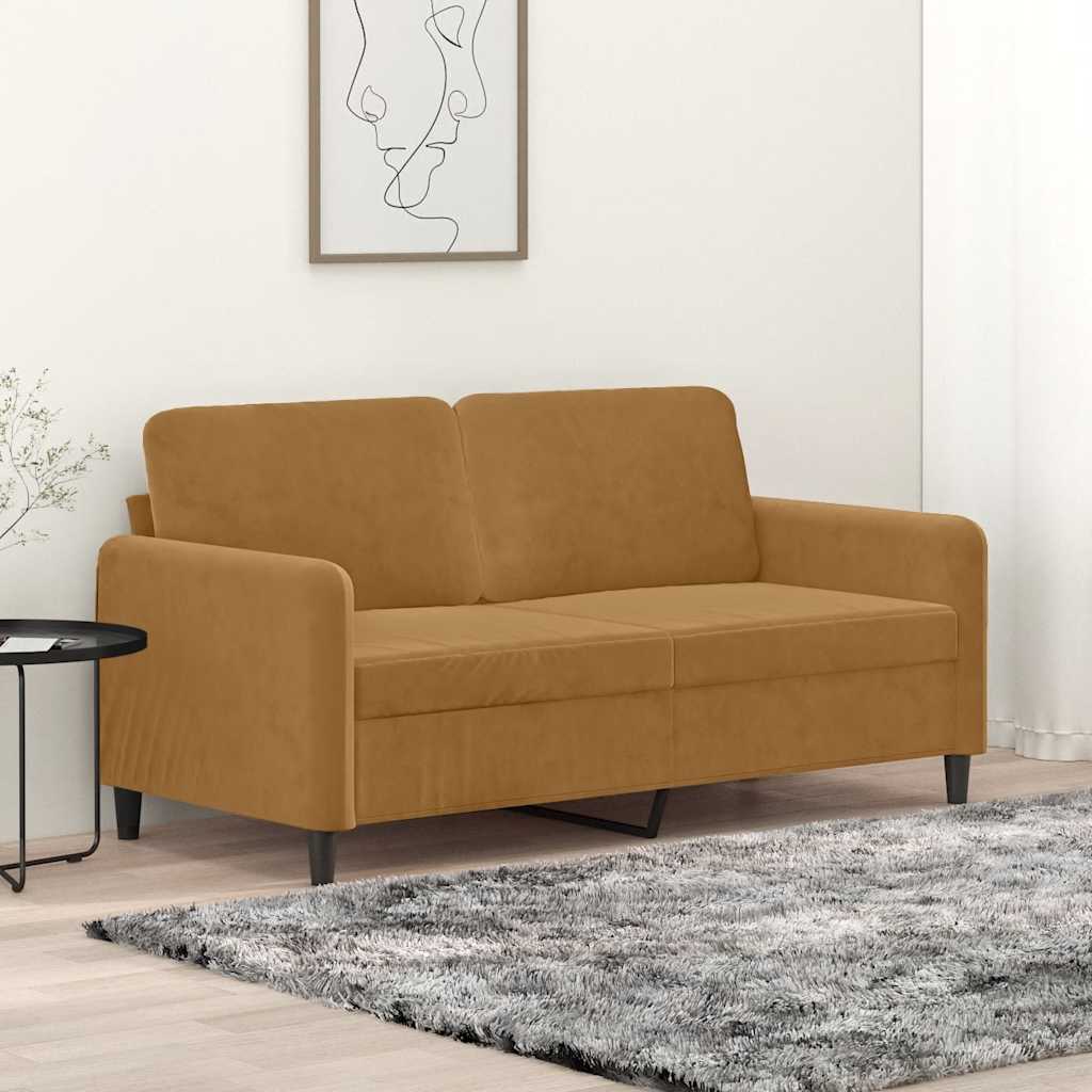 Divano a 2 Posti Marrone 140 cm in Velluto | homemem39