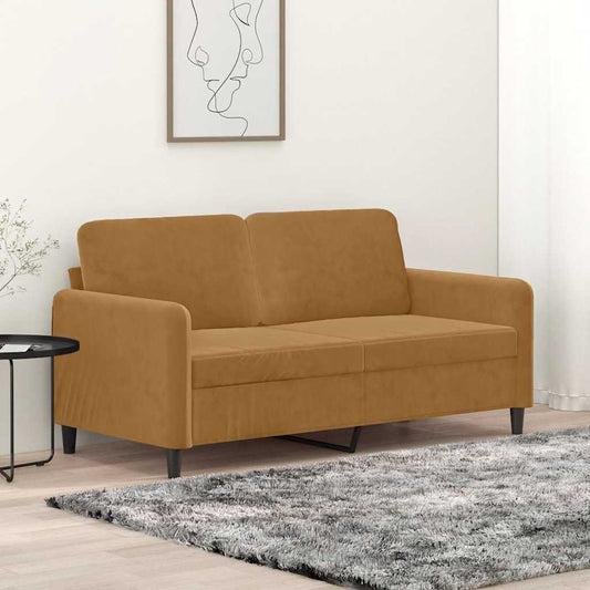 Divano a 2 Posti Marrone 140 cm in Velluto | homemem39