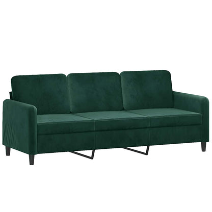 Divano a 3 Posti Verde Scuro 180 cm in Velluto