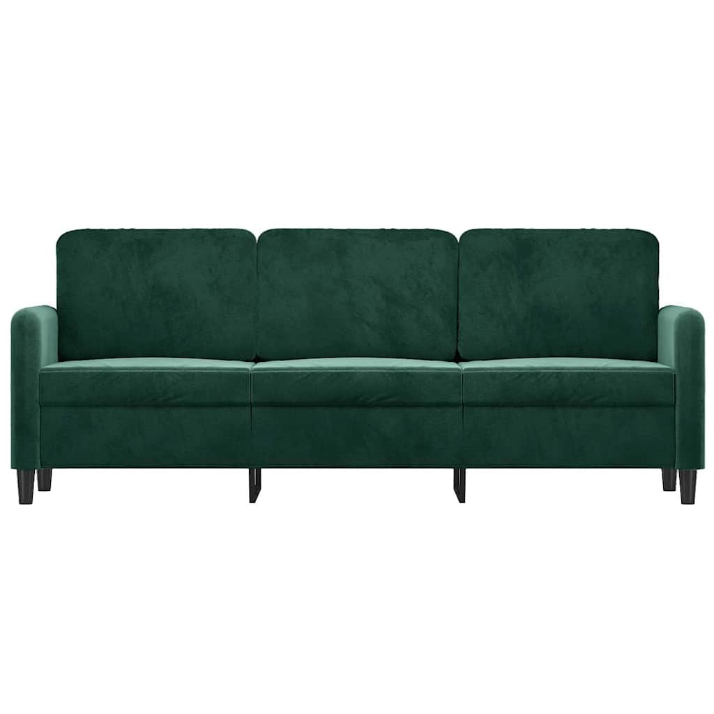 Divano a 3 Posti Verde Scuro 180 cm in Velluto