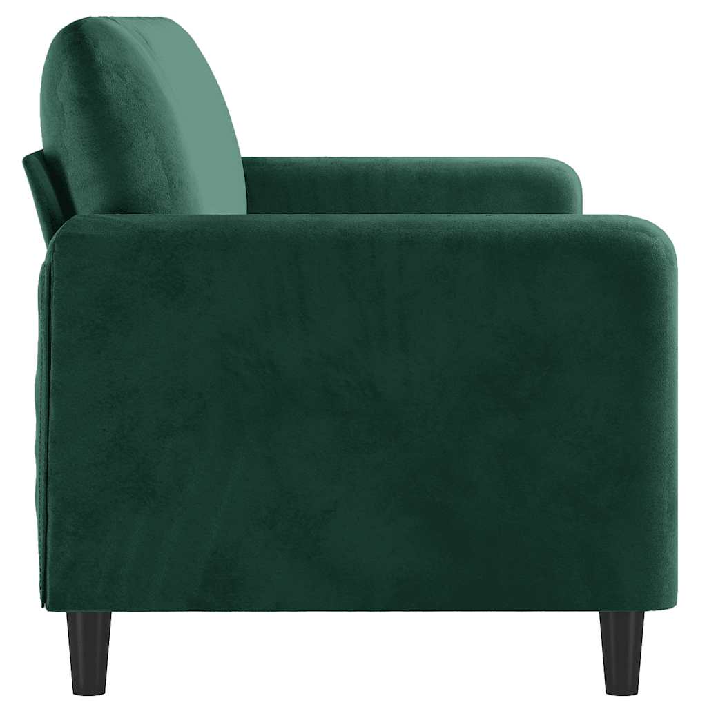 Divano a 3 Posti Verde Scuro 180 cm in Velluto