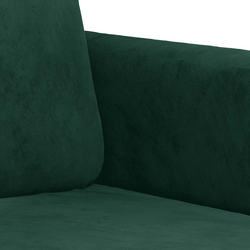 Divano a 3 Posti Verde Scuro 180 cm in Velluto