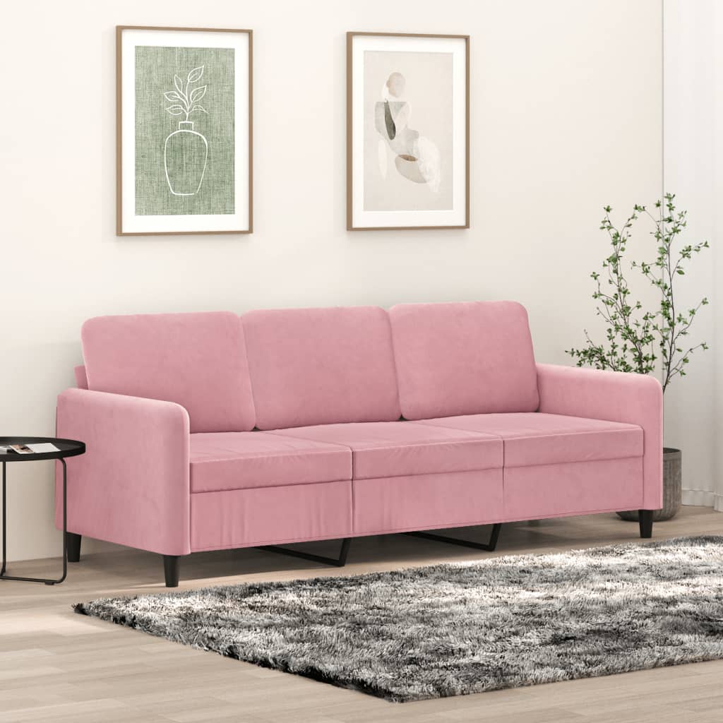 Divano a 3 Posti rosa 180 cm in Velluto - homemem39