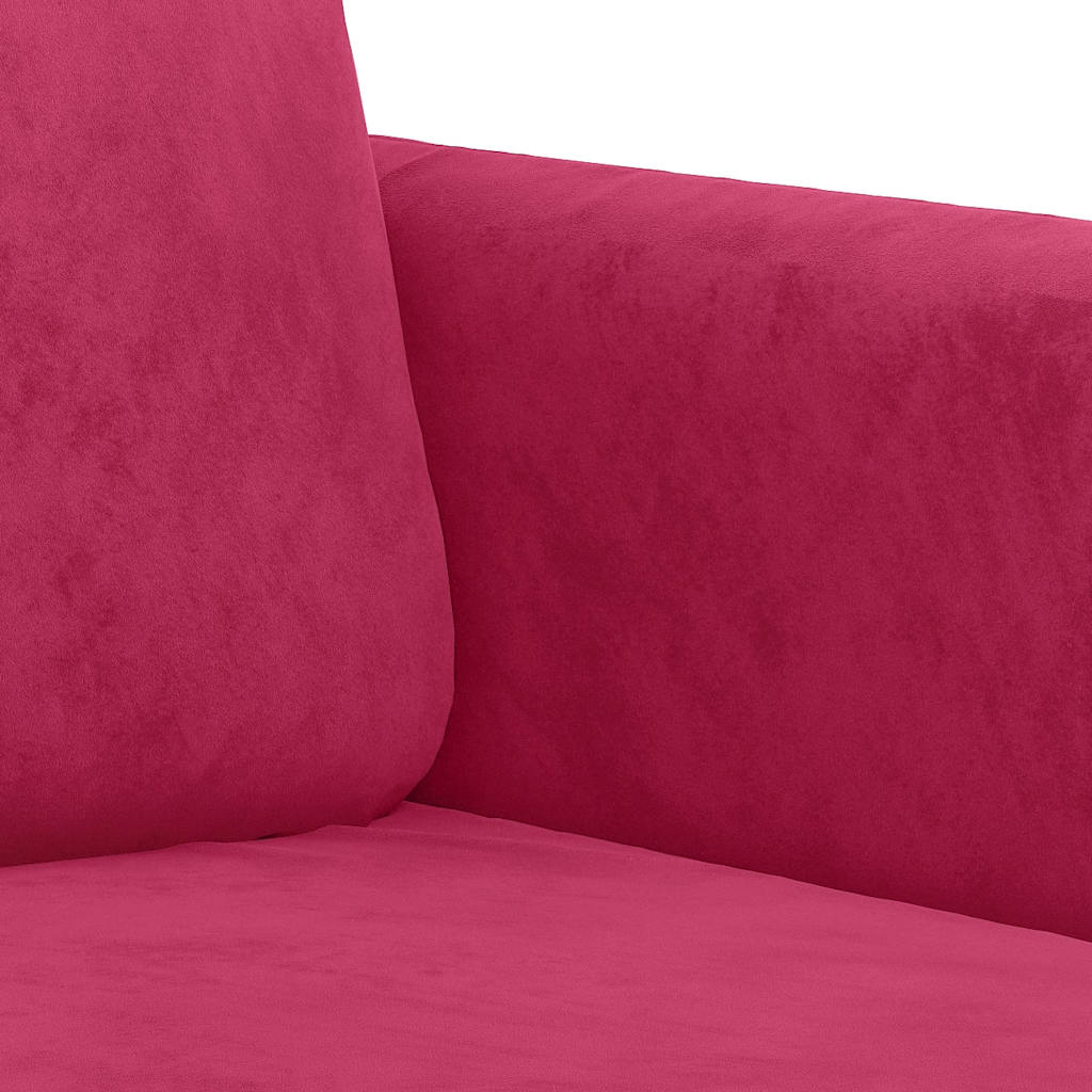 Divano a 3 Posti Rosso Vino 180 cm in Velluto