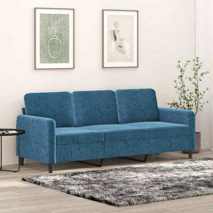 Divano a 3 Posti Blu 180 cm in Velluto - homemem39