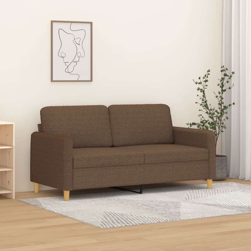 Divano a 2 Posti Marrone 140 cm in Tessuto | homemem39