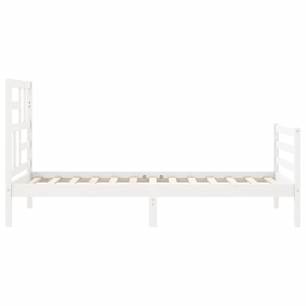 Giroletto con Testiera Bianco Small Single Legno Massello - homemem39