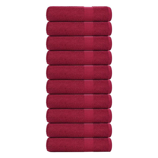 Asciugamani da Bagno 10 pz Bordeaux 100x150 cm 100% Cotone