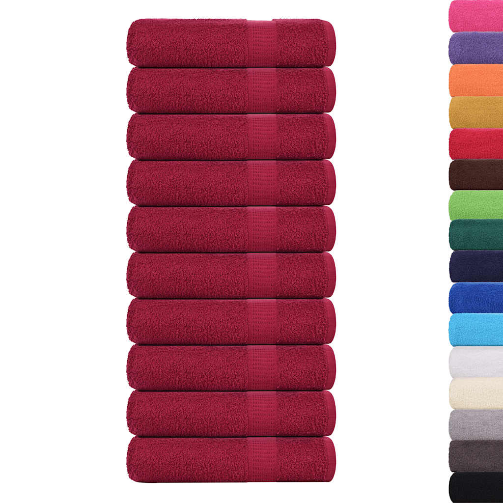 Asciugamani da Bagno 10 pz Bordeaux 100x150 cm 100% Cotone