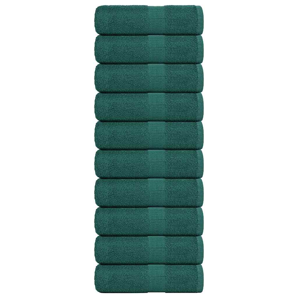 Asciugamani Ospiti 10 pz Verde 30x50 cm 360 g/m² 100% Cotone