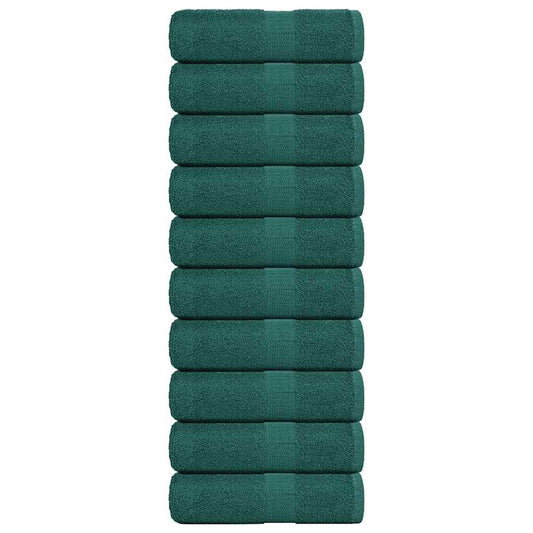 Asciugamani Ospiti 10 pz Verde 30x50 cm 360 g/m² 100% Cotone