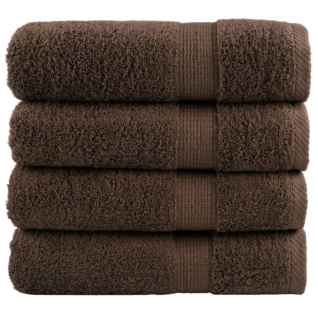 Asciugamani Premium SOLUND 4 pz Marrone 50x100 cm 600 g/m²