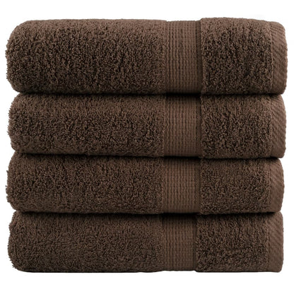 Asciugamani Premium SOLUND 4 pz Marrone 50x100 cm 600 g/m²