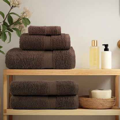 Asciugamani Premium SOLUND 4 pz Marrone 50x100 cm 600 g/m²