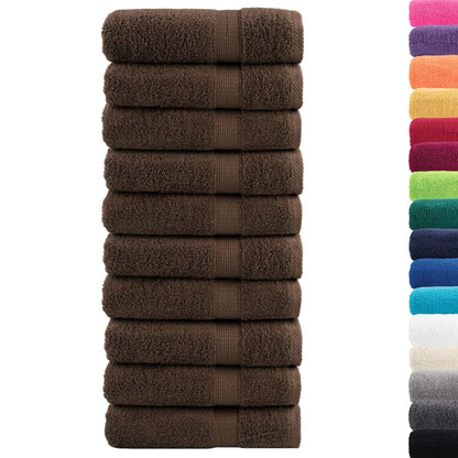 Asciugamani Premium SOLUND 10 pz Marrone 50x100 cm 600 g/m²