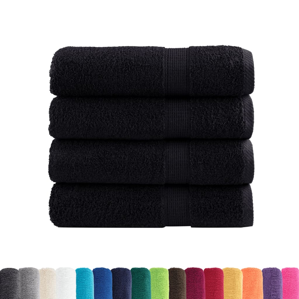 Asciugamani da bagno Premium SOLUND 4 pz Nero 100x150cm 600g/m²