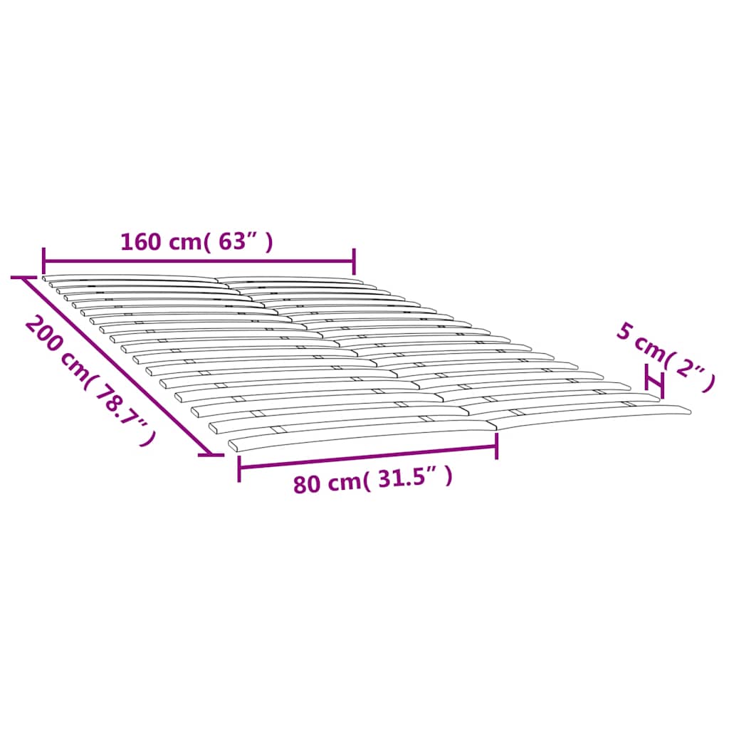 Doghe di ricambio per letto con 34 doghe 2 pz 80x200 cm | homemem39