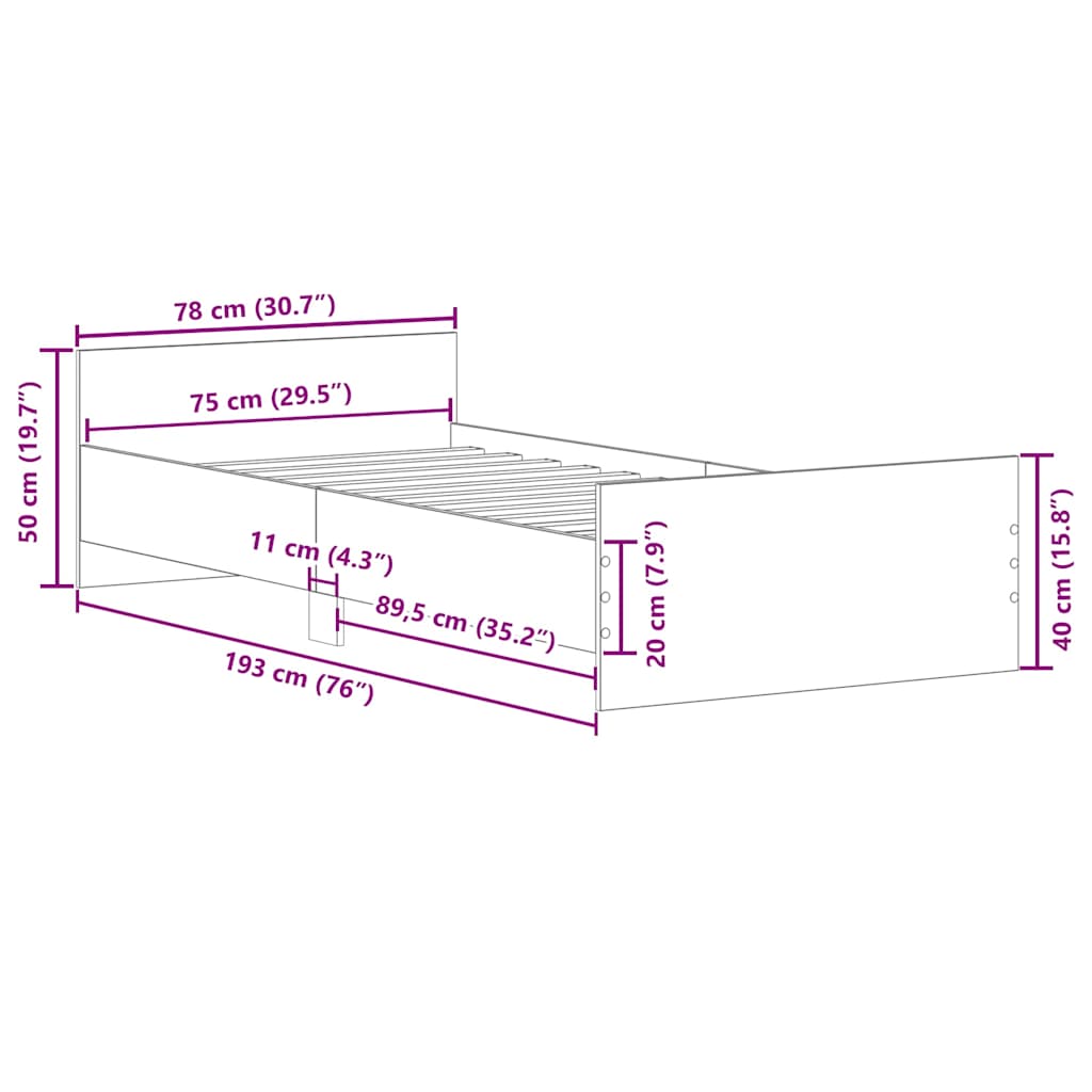 Giroletto Bianco 75x190 cm Small Single in Legno Multistrato - homemem39