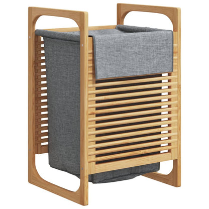 Cesto per il Bucato con Borsa Grigia 32x30x36,5 cm in Bambù | homemem39