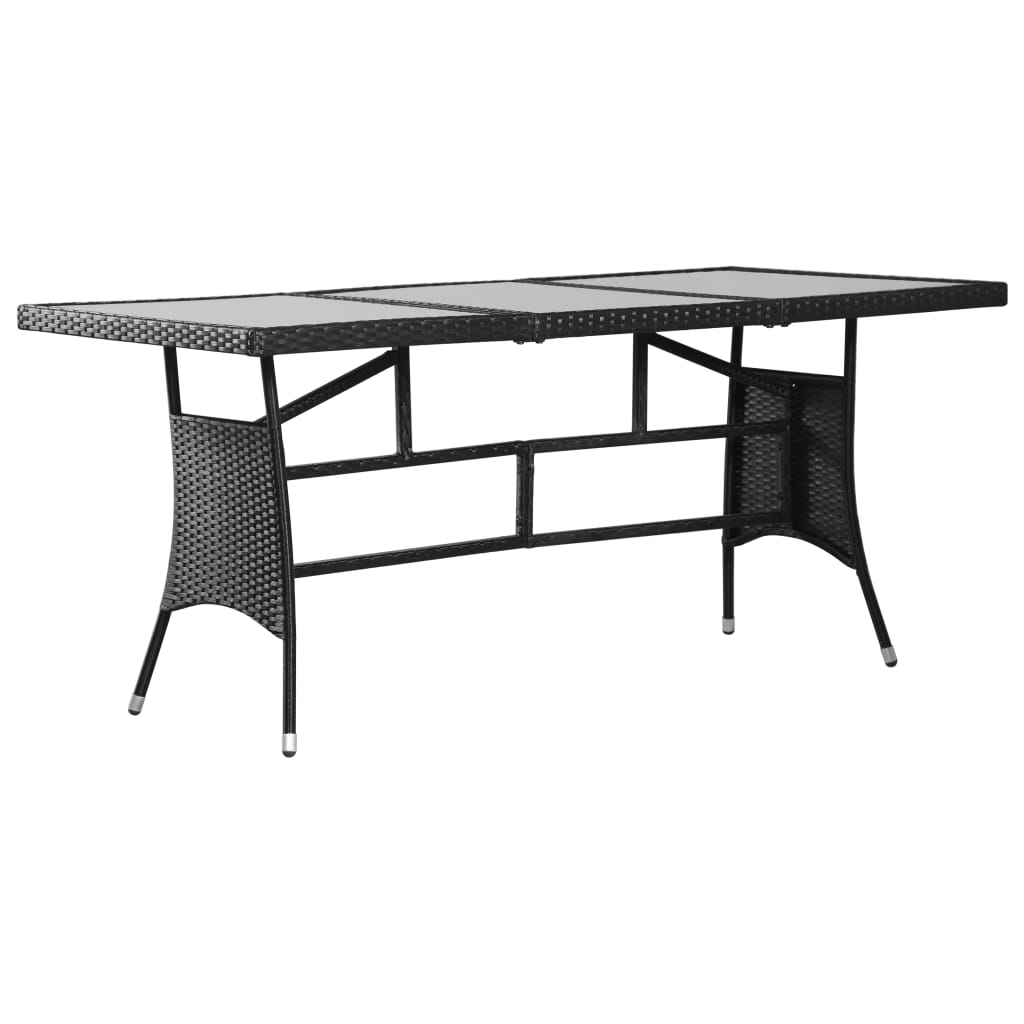 Black Garden Table 170x80x74 cm in Polyrattan