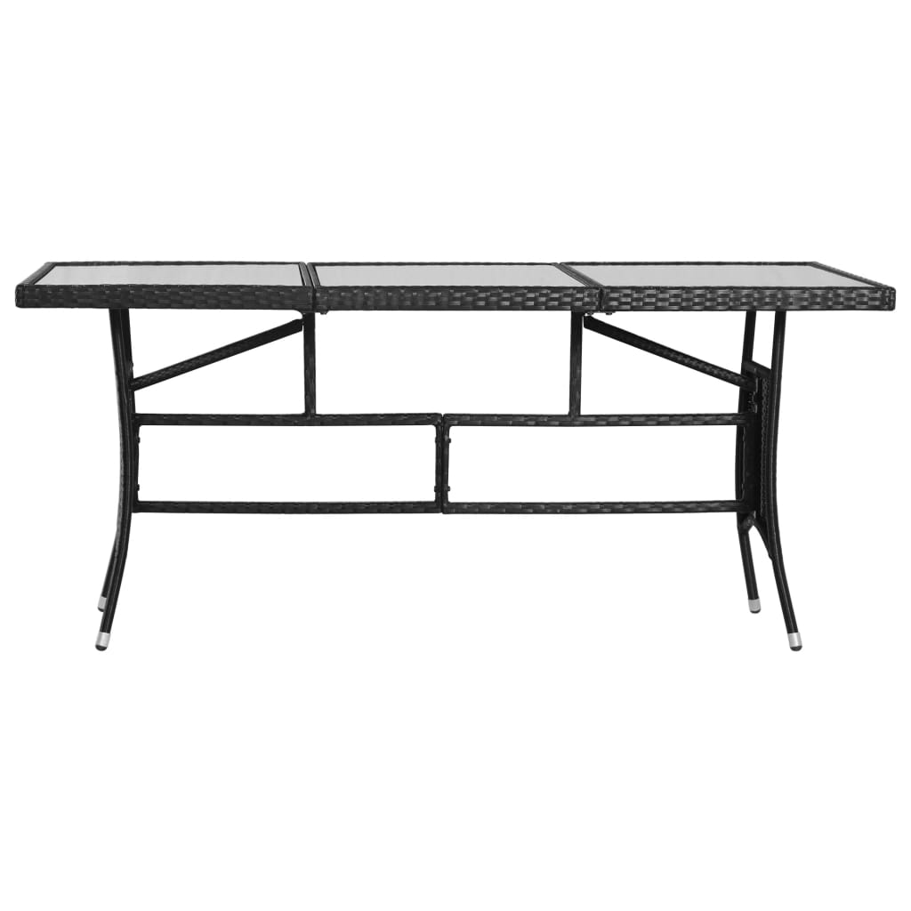 Black Garden Table 170x80x74 cm in Polyrattan