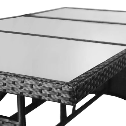 Black Garden Table 170x80x74 cm in Polyrattan
