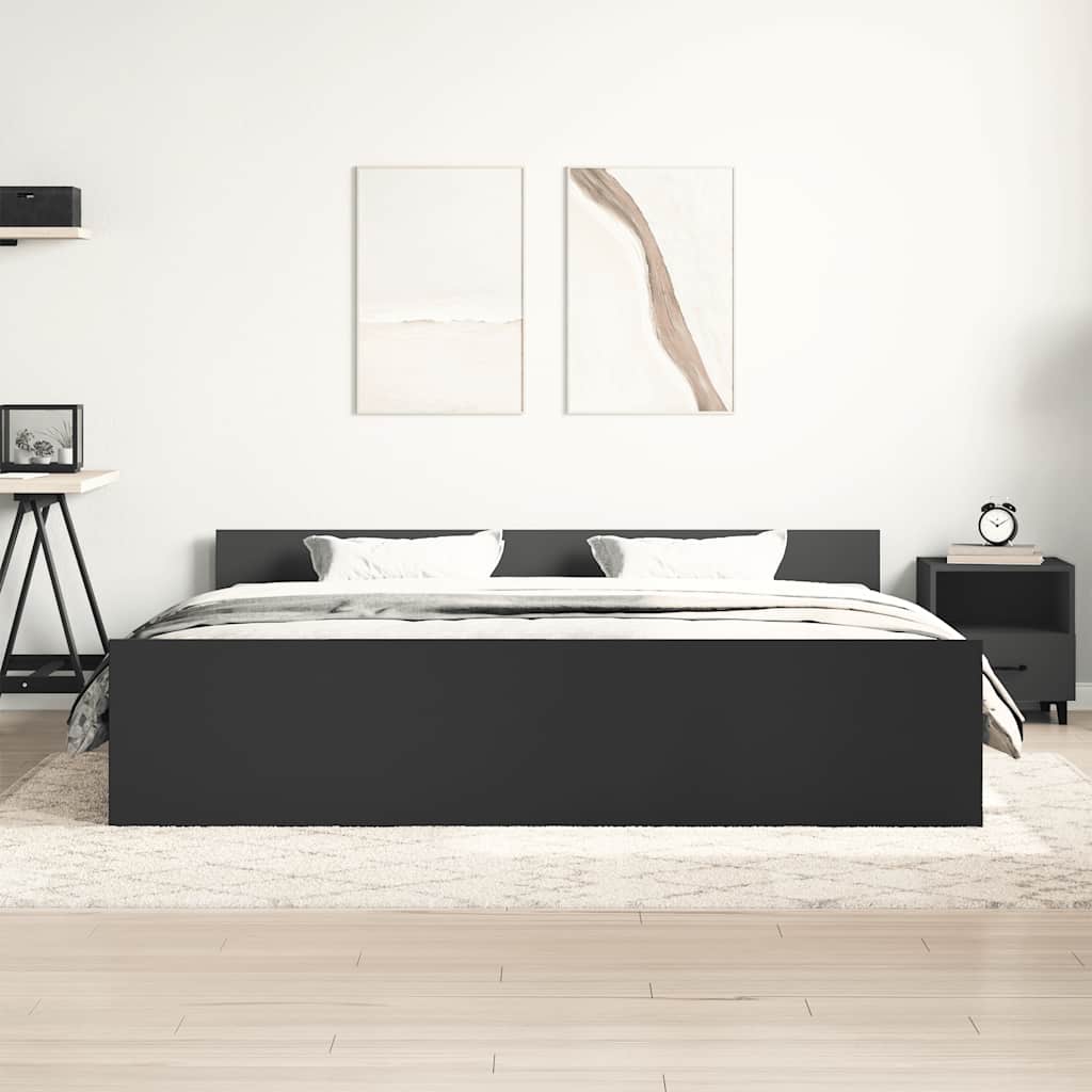 Giroletto con Testiera e Pediera Nero 200x200 cm | homemem39
