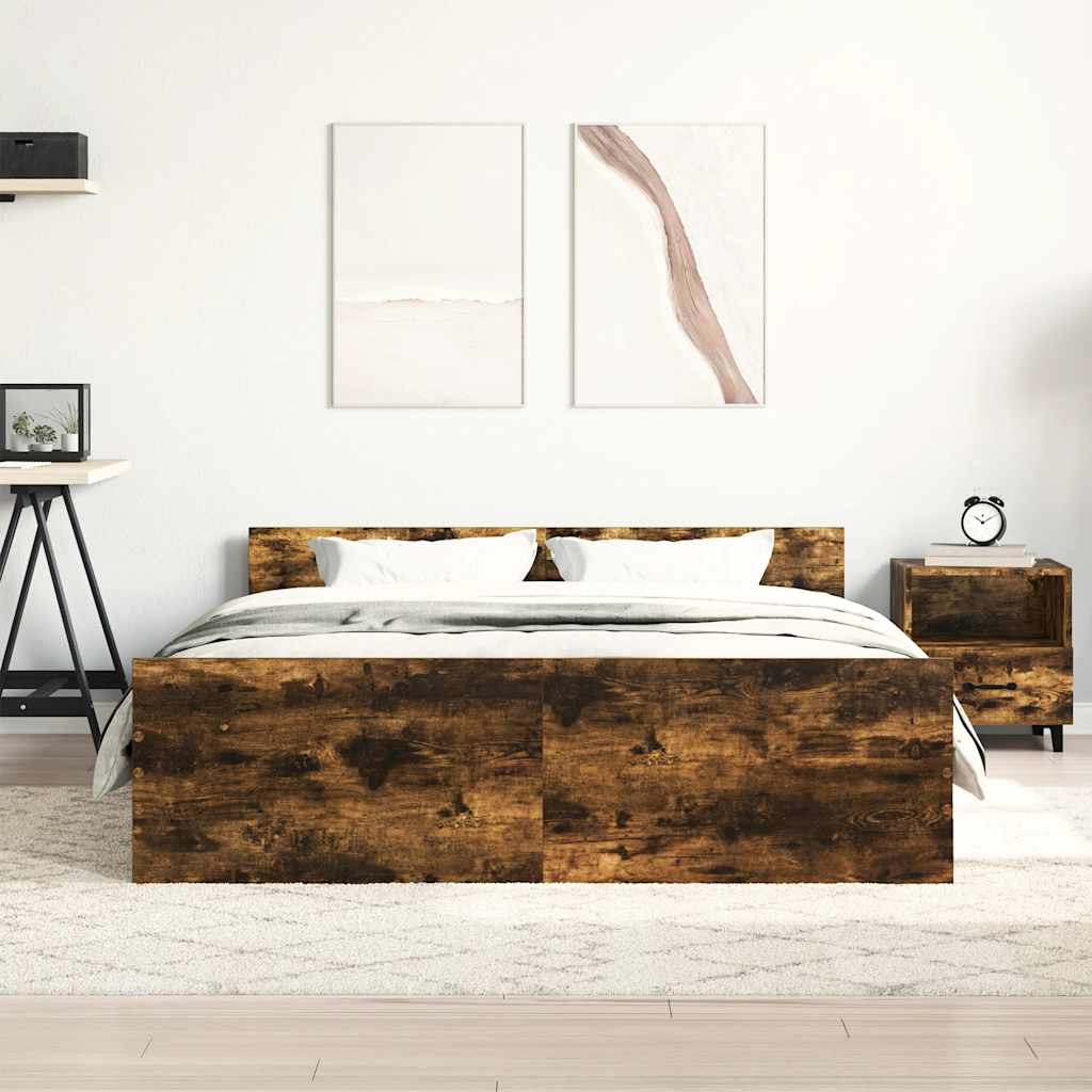 Giroletto con Testiera e Pediera Rovere Fumo 150x200 cm | homemem39